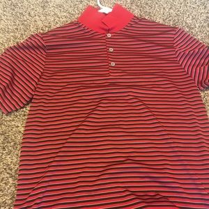 Red, black, silver stripe Adidas Golf Polo